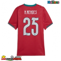 Camisa de Futebol Portugal Nuno Mendes #25 Equipamento Principal Mulheres Mundo 2026 Manga Curta